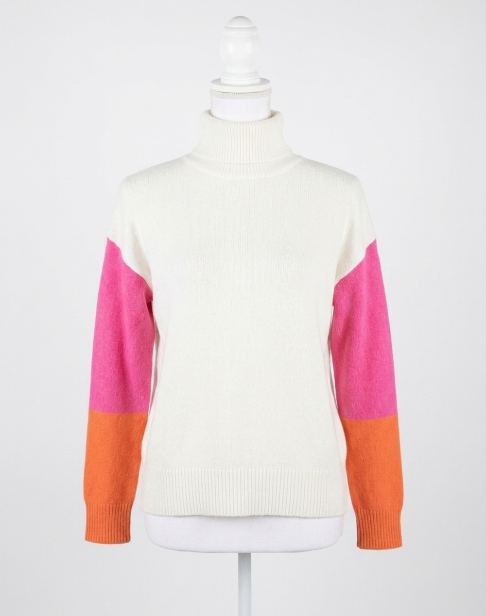 NEW THML colorblock turtleneck top in ivory